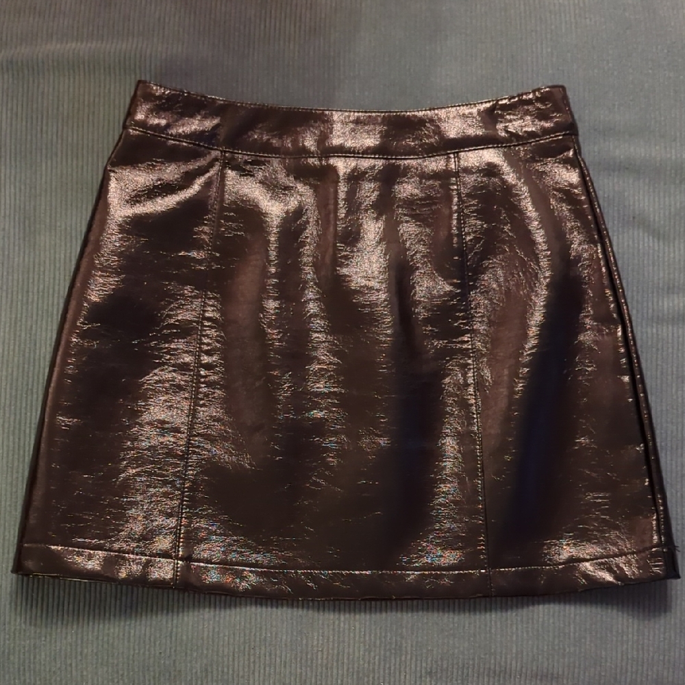 Topshop Shiny Faux Leather Mini Skirt Sz6